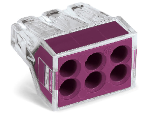 PUSH WIRE® conector clema pentru conductor rigid; max. 2.5 mm²; 6 borne; transparent ; violet