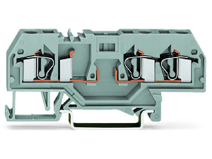 3-conductor carrier terminal block; for DIN-rail 35 x 15 and 35 x 7.5; 4 mm²; CAGE CLAMP®; 4,00 mm²; gray