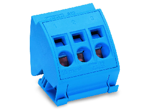 Busbar terminal block; for (10 x 3) mm busbars; 3-pole; without push-buttons; 4 mm²; CAGE CLAMP®; 16,00 mm²; blue