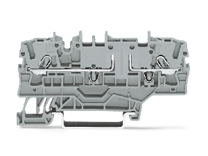 2-conductor carrier terminal block; with additional jumper position; for DIN-rail 35 x 15 and 35 x 7.5; 2.5 mm²; Push-in CAGE CLAMP®; 2,50 mm²; gray