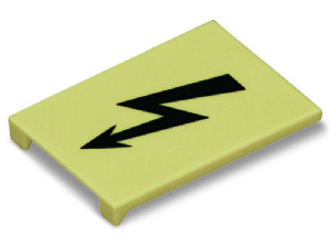 Protective warning marker; with high-voltage symbol, black; yellow