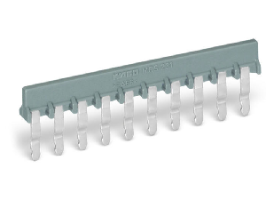 Comb-style jumper bar; 3-way; suitable for 231 Series female connectors; with 5 mm pin spacing; insulated; gray