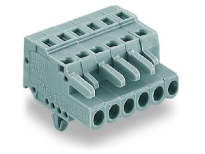 1-conductor female plug; Snap-in mounting feet; 2.5 mm²; Pin spacing 5 mm; 14-pole; 2,50 mm²; gray