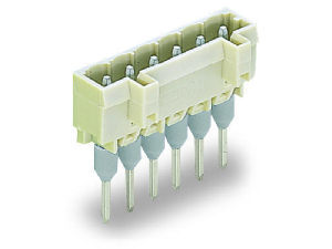 Male connector for rail-mount terminal blocks; 1.2 x 1.2 mm pins; straight; 100% protected against mismating; Pin spacing 5 mm; 6-pole; light gray