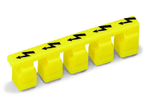 Protective warning marker; with high-voltage symbol, black; for 5 terminal blocks; yellow