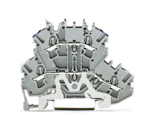 Double-deck terminal block; Shield/through terminal block; Shield/N; without marker carrier; for DIN-rail 35 x 15 and 35 x 7.5; 2.5 mm²; Push-in CAGE CLAMP®; 2,50 mm²; gray