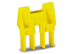 Coupling device; mechanically locks multiple links; 4-way; yellow