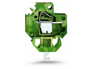 Ground conductor feedthrough terminal block; Conductor/solder/crimp quick disconnect terminal; Plate thickness: 1.5 mm; 4 mm²; Pin spacing 6 mm; 1-pole; CAGE CLAMP®; 4,00 mm²; green-yellow