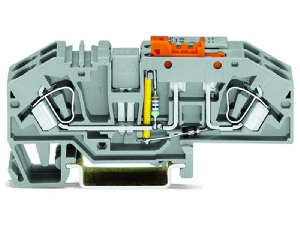 Ground conductor disconnect terminal block; with test option; with orange disconnect link; 48 V; 6 mm²; CAGE CLAMP®; 6,00 mm²; gray