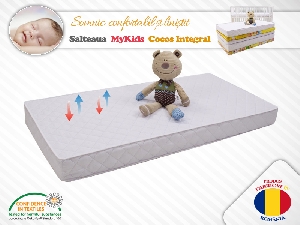 Saltea MyKids Fibra De Cocos Integral 140x70x8 Husa Microfibra Matlasata