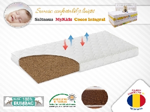 Saltea MyKids Fibra De Cocos Integral 140x70x6 Husa Bumbac Matlasat