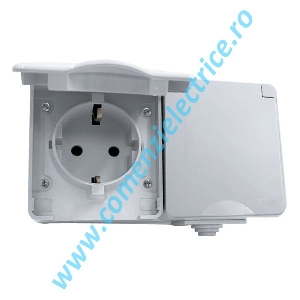 PRIZA DUBLA APLICATA GRI CAPAC TRANSP IP65 16A