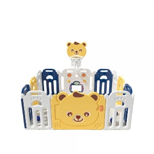 MyKids Tarc de joaca pliabil Teddy cu cos de baschet L-XQCWL03 Blue - Yellow