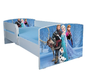 Pat fetite 2-8 ani Frozen varianta cu saltea 140x70 cm si sertar inclus PTV1782