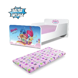 Pat copii Shimmer & Shine 2-8 ani cu saltea din lana inclusa - PC-P-MOK-SHI-70