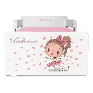 Pat copii Balerina P2 2-12 ani cu 2  protectii laterale detasabile - PC-P-BAL-P2-80