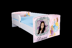 Pat fetite personalizat Printesele Disney 160x80 cu saltea inclusa, varianta fara sertar ptv2767