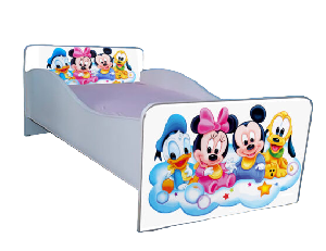 Pat fetite 2-6 ani Minnie si prietenii 130x60 cm, cu sertar ptv3465