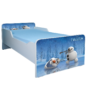 Pat copii 2-6 ani Olaf Frozen cu saltea 130x60 cm si cu sertar ptv3332