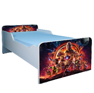 Pat Avengers pentru baieti 2-6 ani 130x60 cm cu sertar ptv3307