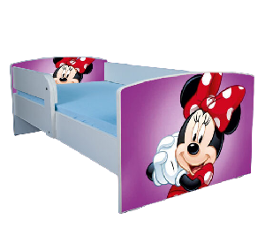 Pat fete 2-6 ani Minnie 130x60 cm cu sertar ptv3417