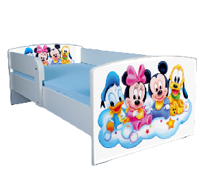 Pat copii 2-6 ani Mickey si Prietenii 130x60 cm cu sertar ptv3411