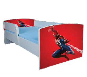 Pat Spiderman 1 baieti 2-6 ani cu saltea 130x60 cm, fara sertar ptv3346