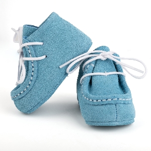 Botosei mocasini bebe BabyFox Bleu Ciel cu siret uni - FOX10312-9