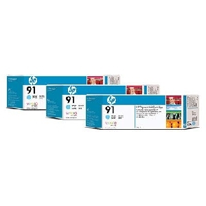 HP Cartus Cerneala HP 91 Cyan Deschis - pachet 3 unitati