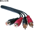 Cablu prelungitor 2xRCA-M/2xRCA-F Belkin 3 metri