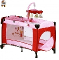 Patut pliant cu 2 nivele si mini-carusel Sleeper Deluxe roz - BBBBGO-4201 BBBBGO-4201