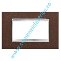 PLACA (RAMA) ORNAMENT GEWISS CHORUS LUX METAL, 4 MODULE, FIER OXIDAT