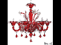 candelabru Ca’ Vendramin, 6 becuri, dulie E14, D:800 mm, H:900/1350 mm, Rosu