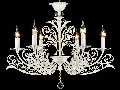 Candelabru Salute,6 becuri dulie E14, 230V,D.74cm, H.59 cm,Alb