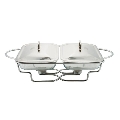 Vas cald (dish) KingHoff, dreptunghiular - patrat, inox, 2 recipiente, capacitate 2 x 1.6 litri