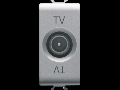 COAXIAL TV Priza, CLASS A SHIELDING - IEC MALE CONNECTOR 9,5mm - FEEDTHROUGH 5 dB - 1 MODULE - TITANIUM - CHORUS