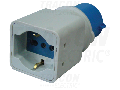 Adaptor industrial (CEE/ Schuko) TICS-A1 16A, 250V, IN 2P+E 6h (CEE), OUT 2P+E (Schuko)