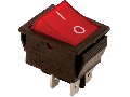 Intrerupator aparate,P-O, 2 poli,rosu-iluminat,(marcaj 0-I) TES-42 16(6)A, 250V AC
