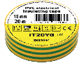 Banda izolatoare, verde-galben IT20YG 20m×18mm, PVC, 0-80°C, 5.5kV/mm