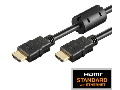 HDMI 1.4 Cable, 2x HDMI19 Typ A male, Ferrit/Gold,Black, 15m