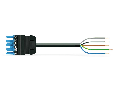 pre-assembled connecting cable; Eca; Socket/open-ended; 5-pole; Cod. I; H05Z1Z1-F 5G 2.5 mm²; 4m; 2,50 mm²; blue