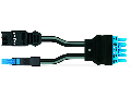 pre-assembled Y-cable; Eca; 2 x plug/socket; 3-pole + 2-pole/5-pole; Cod. A/I; H05VV-F 3G 2.5 mm²; H05VV-F 2 x 1.5 mm²; 0.5 m; 2,50 mm²; black/blue