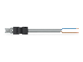 pre-assembled connecting cable; Socket/open-ended; 2-pole; Cod. B; Control cable 2 x 1.0 mm²; 1 m; 1,00 mm²; gray