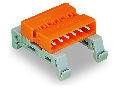 Double pin header; DIN-35 rail mounting; Pin spacing 5.08 mm; 3-pole; orange