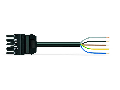 pre-assembled connecting cable; Eca; Socket/open-ended; 5-pole; Cod. A; H05Z1Z1-F 5G 2.5 mm; 6 m; 2,50 mm; black