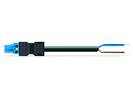 pre-assembled connecting cable; Eca; Socket/open-ended; 2-pole; Cod. I; H05VV-F 2 x 1.5 mm; 2 m; 1,50 mm; blue