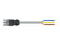 pre-assembled connecting cable; Socket/open-ended; 3-pole; Cod. B; 2 m; 1,50 mm; gray