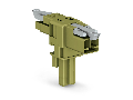 T-distribution connector; 2-pole; Cod. B; 1 input; 2 outputs; 2 locking levers; light green