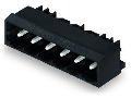 THR male header; 1.0 x 1.0 mm solder pin; angled; Pin spacing 5 mm; 3-pole; black