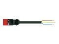 pre-assembled connecting cable; Eca; Plug/open-ended; 3-pole; Cod. P; H05VV-F 3G 2.5 mm²; 5 m; 2,50 mm²; red